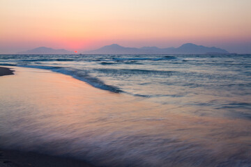 Sunset on a beach. Kos,in Greece.