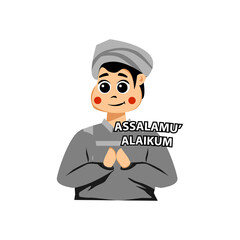 Assalamualaikum cute illustration muslim boy design