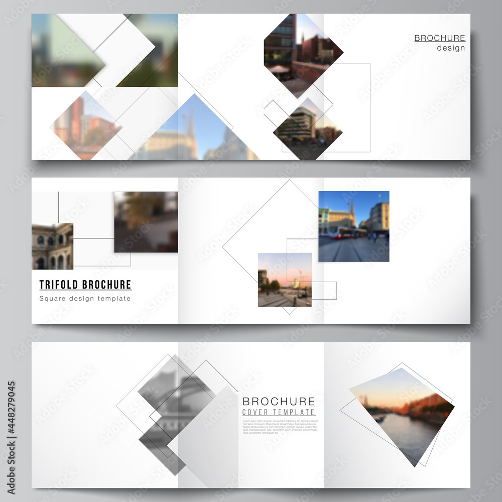Aufkleber vector layout of square format covers design templates with geometric simple shapes, lines and photo