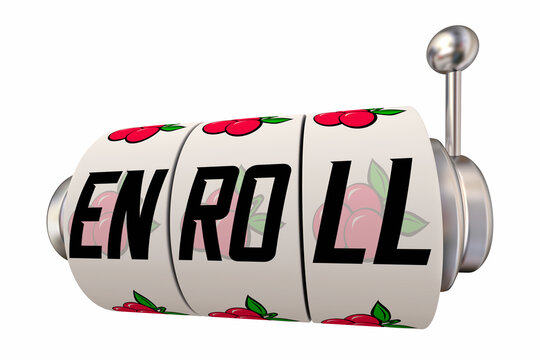 Enroll Slot Machine Enter Win Regsiter Now Lucky WInner 3d Illustration