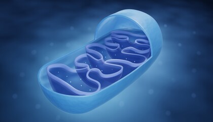 Mitochondrion anatomy 3d illustration - obrazy, fototapety, plakaty