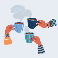 Vector illustration of two person. Tea party in the company of friends or colleagues