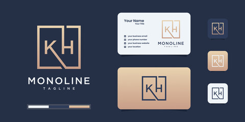 Minimalist k and h logo design template. k h logo for your business.