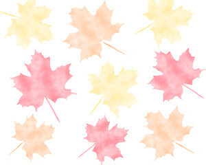 Autumn colors maple leaves Watercolor background