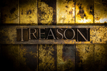 Treason text on textured grunge monochrome metal background