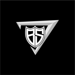 initial letter B S shield shape with triangular decoration