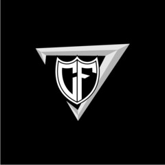 initial letter C F shield shape with triangular decoration
