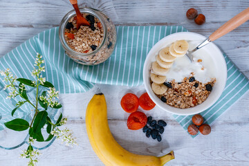 Granola with fruit and yogurt