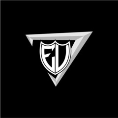 initial letter E U shield shape with triangular decoration