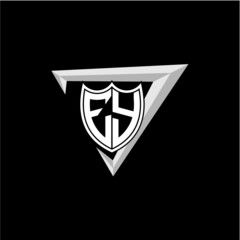 initial letter E Y shield shape with triangular decoration
