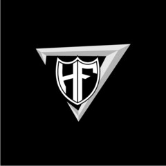 initial letter H F shield shape with triangular decoration