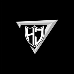 initial letter H J shield shape with triangular decoration