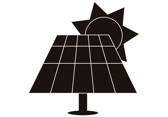 Icono negro de panel solar en fondo blanco.