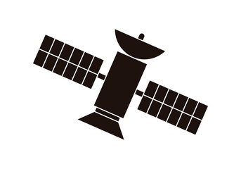 Icono negro de satélite artificial en fondo blanco. © Gabrieuskal