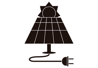 Icono negro de panel solar en fondo blanco.