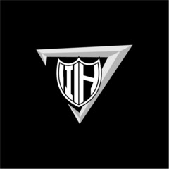 initial letter I H shield shape with triangular decoration