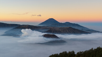 The Tengger Caldera with Bromo Volcano at dawn, Java, Indonesia
