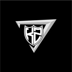 initial letter K Z shield shape with triangular decoration