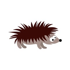 hedgehog in 2d cartoon style. flat isolated vector