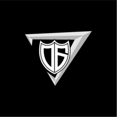 initial letter O G shield shape with triangular decoration