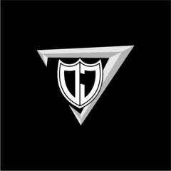 initial letter O J shield shape with triangular decoration