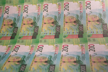 Russian money. 200 ruble banknotes.