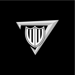 initial letter W W shield shape with triangular decoration