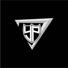 initial letter Y P shield shape with triangular decoration