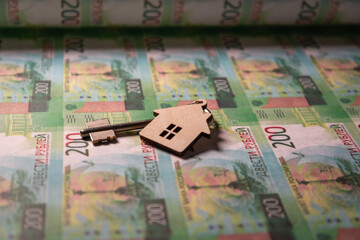 Russian paper money and apartment keys.