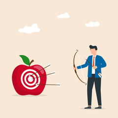Man are shooting arrows at targets, reflecting the work concept to achieve the set goals.