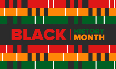 Obraz premium Black History Month. African American History. Celebrated annual. In February in United States and Canada. In October in Great Britain. Poster, card, banner, background. Vector illustration