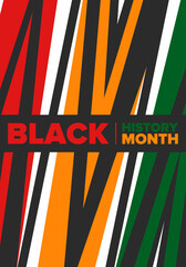 Fototapeta premium Black History Month. African American History. Celebrated annual. In February in United States and Canada. In October in Great Britain. Poster, card, banner, background. Vector illustration