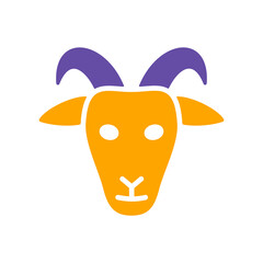 Goat vector flat glyph icon. Animal head sign