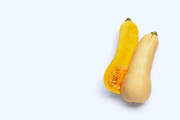 Butternut squash on white background.