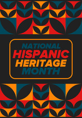 National Hispanic Heritage Month in September and October. Hispanic and Latino Americans culture. Celebrate annual in United States. Poster, card, banner and background. Vector illustration