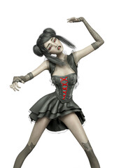 gothic girl is doing a zombie pose