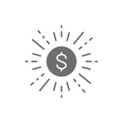 Shine coin grey icon. Isolated on white background