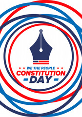 Obraz na płótnie Canvas Constitution Day in United States. Holiday, celebrate annual in September 17. Citizenship Day. American Day. We the People. Patriotic american elements. Poster, card, banner, background. Vector
