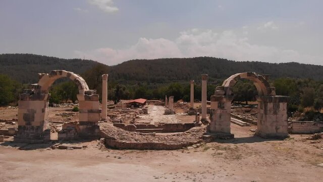 Stratonikeia Ancient City, known as City of Gladiators. Northen City Gate and Sacred Road of Stratonicea and Lagina. Mugla, Turkey.