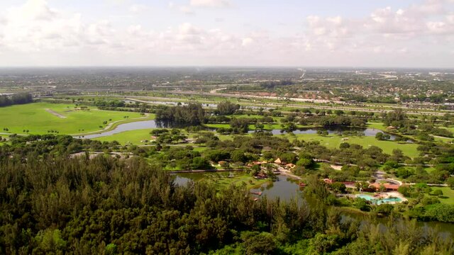 Aerial panning shot Markham Park Florida
