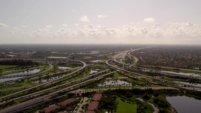 Highway interchange Sunrise FL 595 I75 expressway aerial flyover