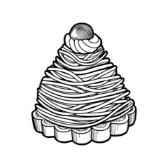 French dessert Mont Blanc. Vector illustration in doodle style.