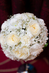 Round bouquet of white flowers