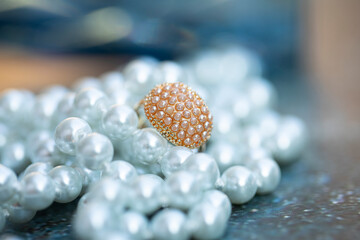 pearl necklace and earrings