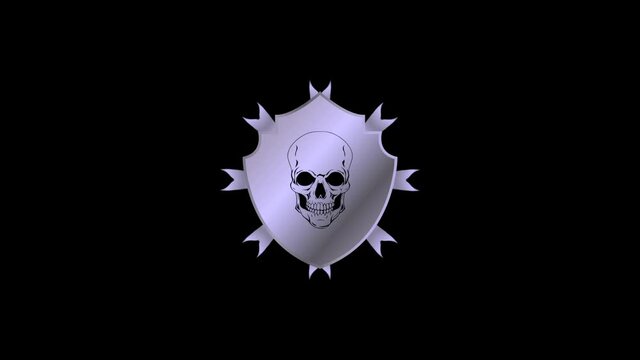 Silver shield with skull zoom in