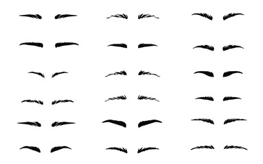 Eyebrow shapes illustration set. Makeup tips. Eyebrow shaping for women. Vector EPS 10.