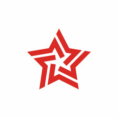 5 Five Pointed Star with simple rotate ribbon line logo design