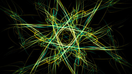 Beautiful abstract cosmic light rays background. Magic neon mystical sparks, shine streaks. Glow wave wind lines effect. Futuristic smoke wave power energy glare splash.