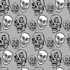 Background pattern with skulls and monsters, seamless wallpaper texture for your design, vector image