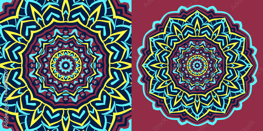 Poster abstract round mandala traditional texture design vintage background for web or print vector element